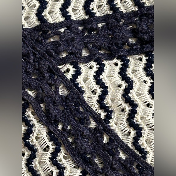 🛼Free People blue Striped peplum lace Blouse size M GUC - Picture 4 of 8